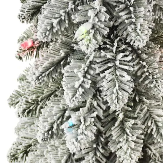 4ft. Pre-Lit Flocked Alpine Artificial Christmas Tree, Multicolor Lights {3}