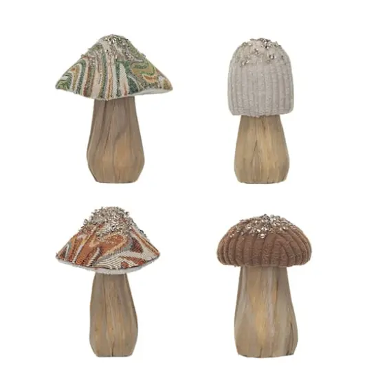 Hello Honey&reg; 5" Fabric-Topped Foam & Wood Mushroom Set {1}