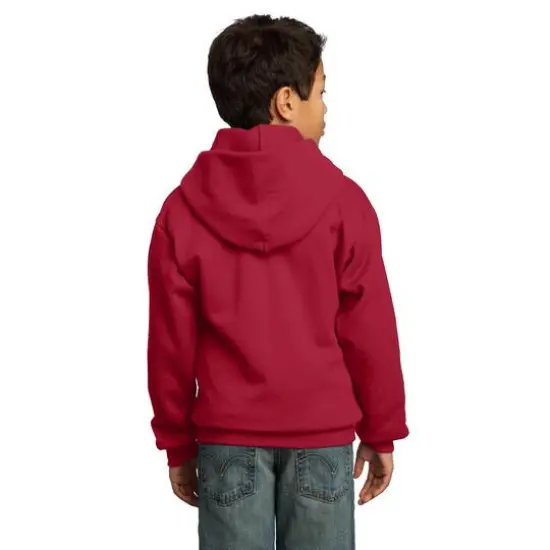 Port & Company&reg; Colors Youth Core Fleece Pullover Hooded Sweatshirt Red {5}