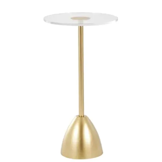 25.5" Gold Metal Pedestal Accent Table {9}