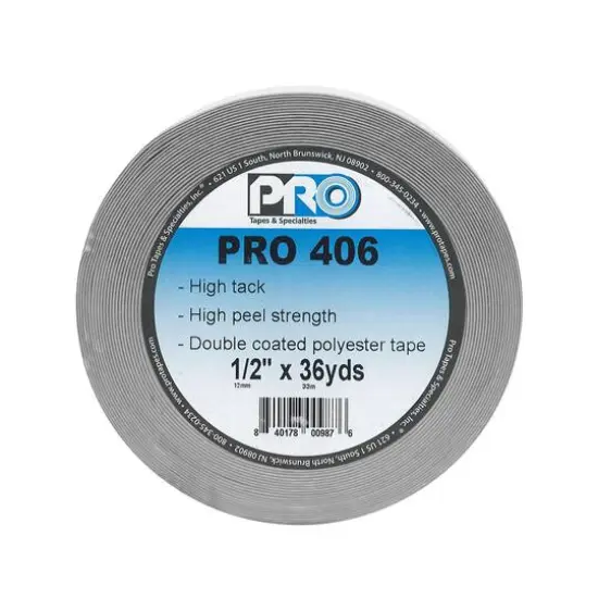 Pro Tape Pro 406 Double Stick Adhesive Tape 1/2" x 36yd. {1}