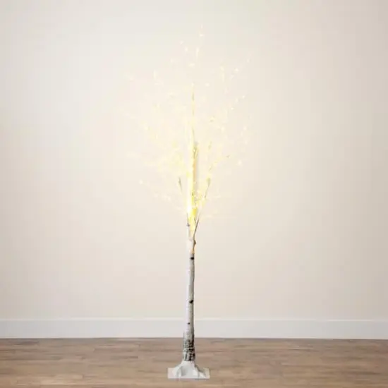 7ft. Pre-Lit White Birch Artificial Christmas Tree, Warm White LED Lights {11}