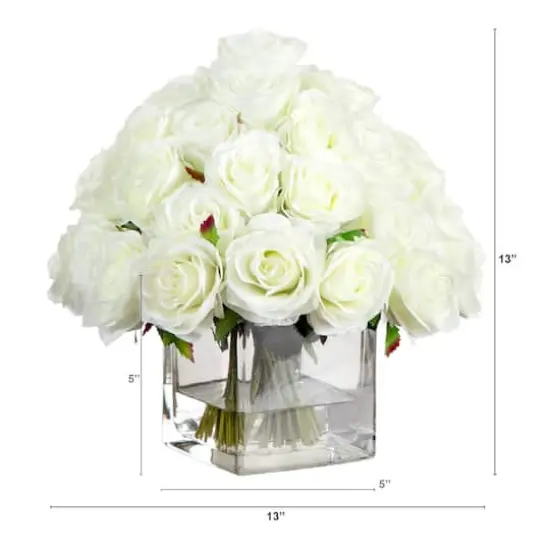 Wedding Collection 13in. Artificial Rose Arrangement in Glass Vase {3}