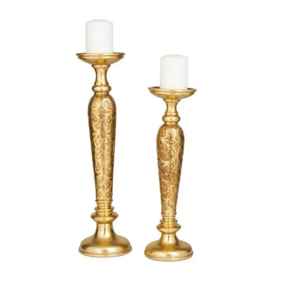 Gold Traditional Candle Holder Set {1}