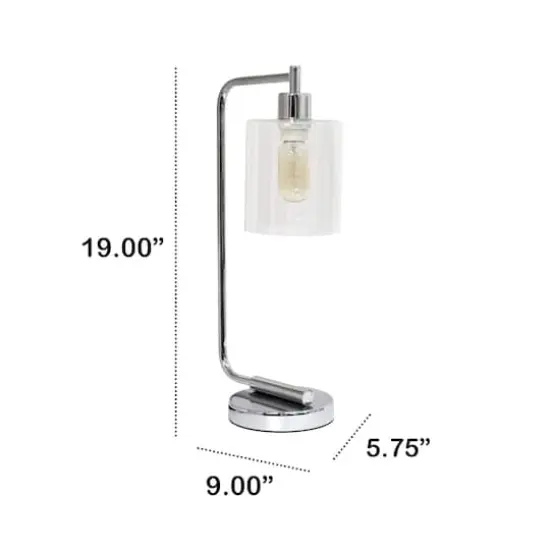 Lalia Home Modern Iron Desk Lamp with Glass Shade Chrome {4}