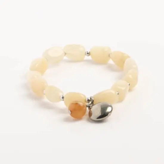 John Bead Honey Jade Happiness Gemstone Charm Bracelet {4}