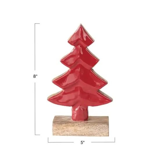 Hello Honey&reg; 8" Carved Red Enameled Mango Wood Tree with Base {5}