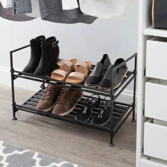 Organize It All Espresso 2-Tier Shoe Rack {3}