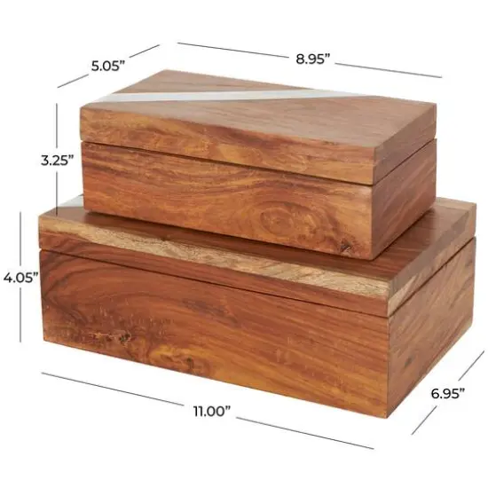 Brown Box Set with Silver Diagonal Stripes {14}