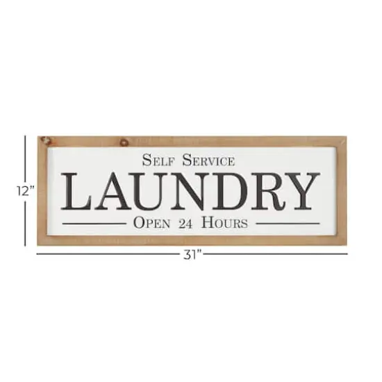 White Farmhouse Laundry Wood Wall Decor, 13" x 32" {6}