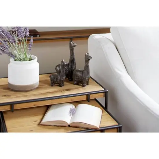 Set of 3 Black Metal Eclectic Llama Sculpture, 8", 7", 5" {11}