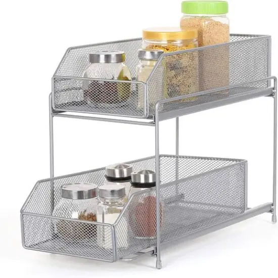 NEX&trade; Silver 2-Tier Sliding Basket Drawer Organizer {5}