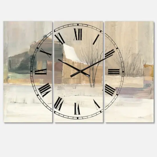 Designart Winter On The Farm Multipanel Wall Clock {1}