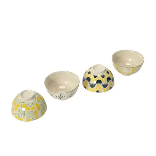 Hello Honey&reg; Flower Design Hand Stamped Stoneware Bowl Set {5}