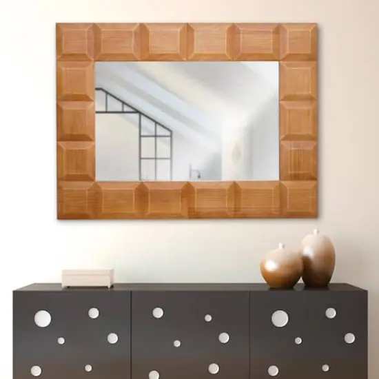 Brown Carved Wood Framed Rectangle Decorative Wall Mirror - 30" x 40" {4}