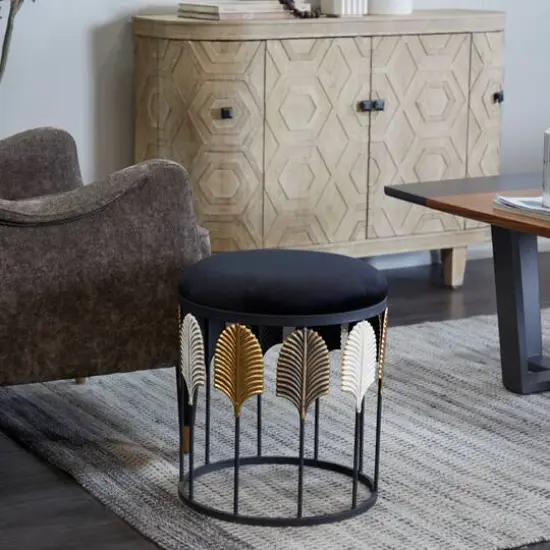 19" Black Metal Contemporary Stool {7}