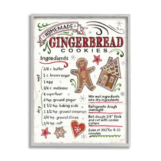 Stupell Industries Homemade Gingerbread Cookies Recipe Canvas Wall Art {1}