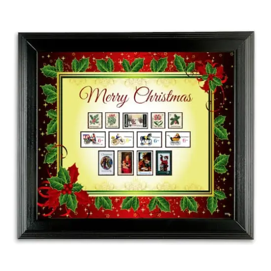 Framed Vintage Christmas Stamps {1}