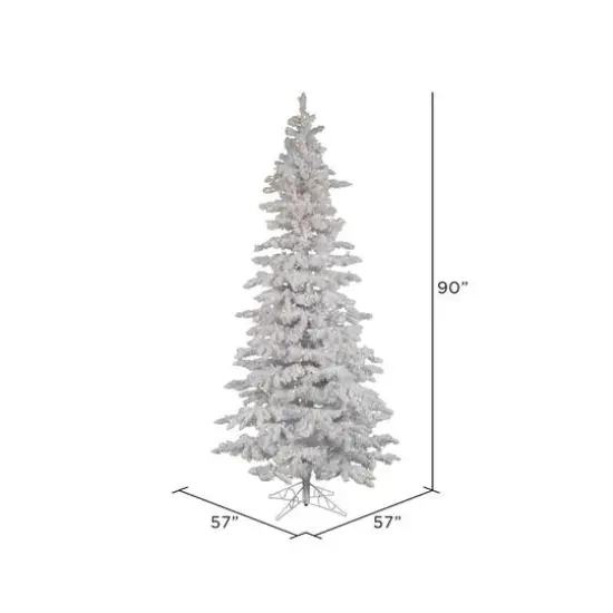 6.5ft. Pre-Lit Flocked White Slim Artificial Christmas Tree, Warm White LED Lights {5}