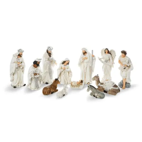 Glitzhome&reg; Ivory Resin Nativity Figurine Set {1}