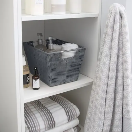 Simplify Medium Charcoal Rattan Storage Basket {4}