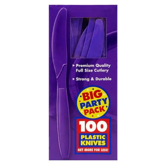 JAM Paper Premium Plastic Knives, 100ct. Purple {3}