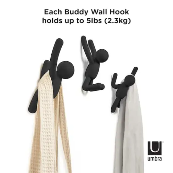 Buddy Wall Hooks, 3ct. Black {4}