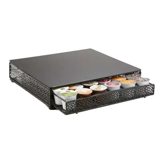 Mind Reader Flower Pattern Black 36 Capacity Single Serve Coffee Pod Metal Mesh Storage Drawer {8}
