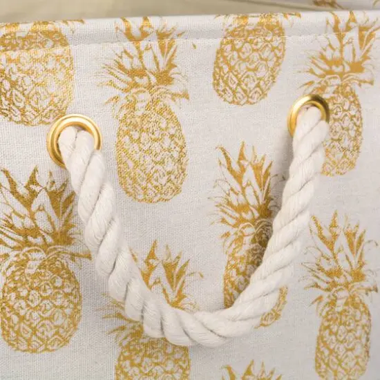 DII&reg; Medium Rectangle Gold Pineapple Polyester Bin {6}