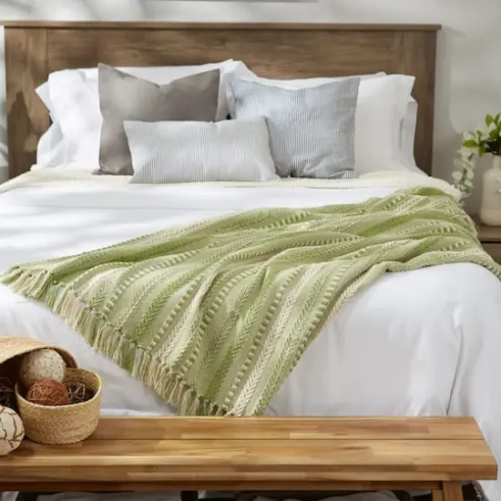 DII&reg; Antique Green Braided Stripe Throw {5}