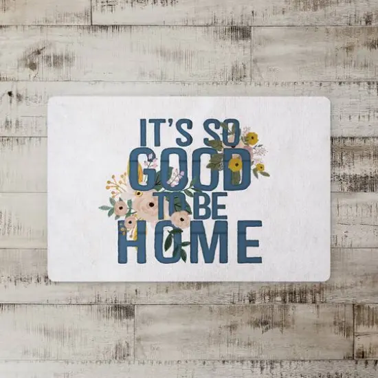 White with Blue It's So Good to Be Home Text Floor Mat {3}