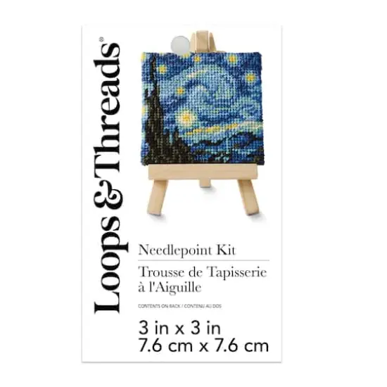 3" x 3" Starry Night Needlepoint Kit with Easel by Loops & Threads&reg; {3}