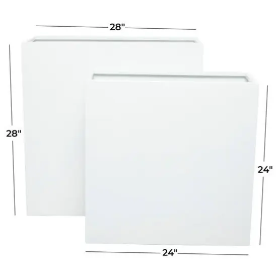 Modern Square Planter Set White {7}