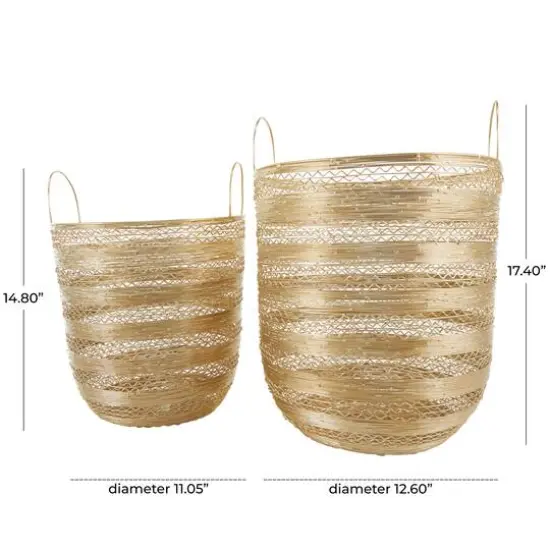 Gold Metal Open Frame Wire Storage Basket Set {6}