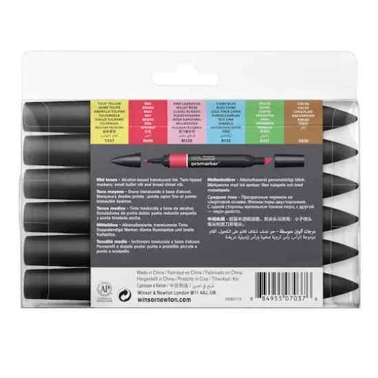 Winsor & Newton&reg; ProMarker&trade; Mid Tones 6 Marker Set {3}