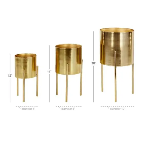Gold Metal Contemporary Planter Set {6}