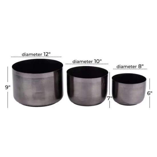 CosmoLiving by Cosmopolitan Iron Modern Planter Set Black {7}