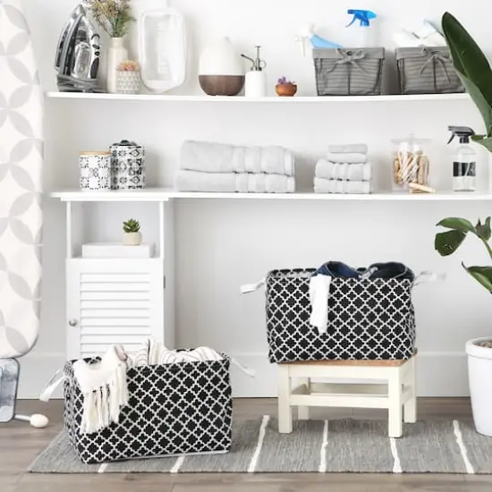 DII&reg; Extra Large Lattice PE-Coated Cotton Polyester Laundry Bin, 2ct. Black {4}