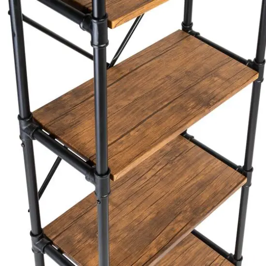 Honey Can Do Black 5-Tier Industrial Bookshelf {8}