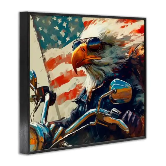 Stupell Industries Patriotic Bald Eagle Framed Giclee Art Black {4}