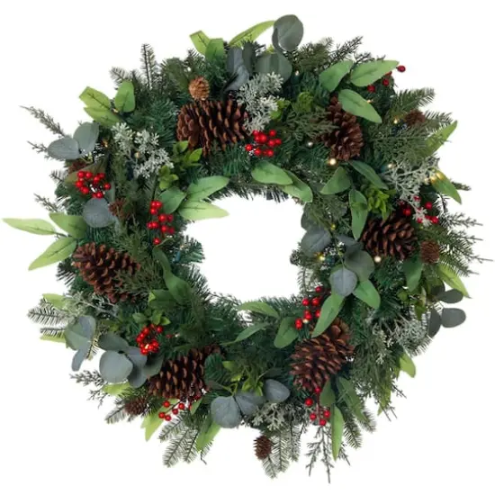 Village Lighting 30" Christmas Woods Lighted Berry Wreath {1}