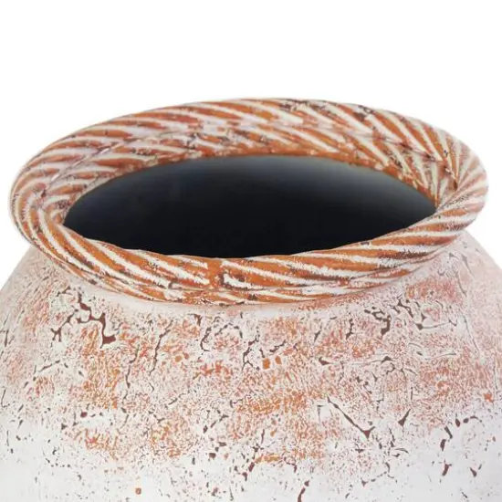 2ft. White Metal Antique Style Vase with Terra Cotta Accents & Handles {6}