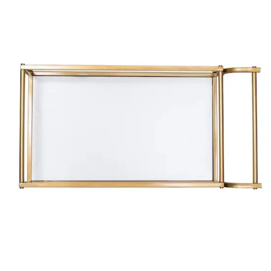 Honey Can Do 3-Tier Gold & White Rolling Bar & Serving Cart with Handles {5}