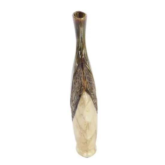 Brown Ceramic Traditional Vase, 18" x 11" x 3" {5}