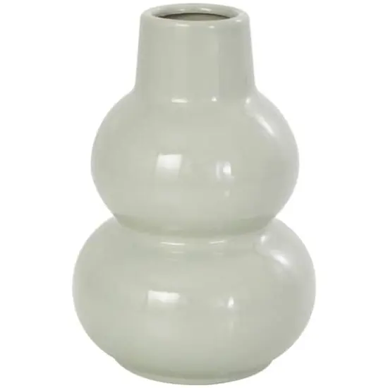8" Green Ceramic Minimalistic Rounded Vase Set {6}