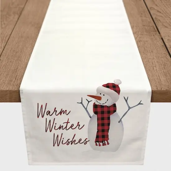 Watercolor Snowman 16x72 Poly Twill Table Runner {1}