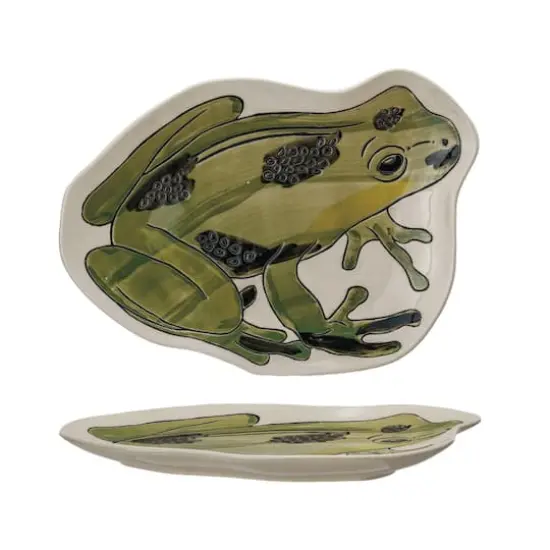 Hello Honey&reg; Green 11.75" Garden Frog Stoneware Plate {4}