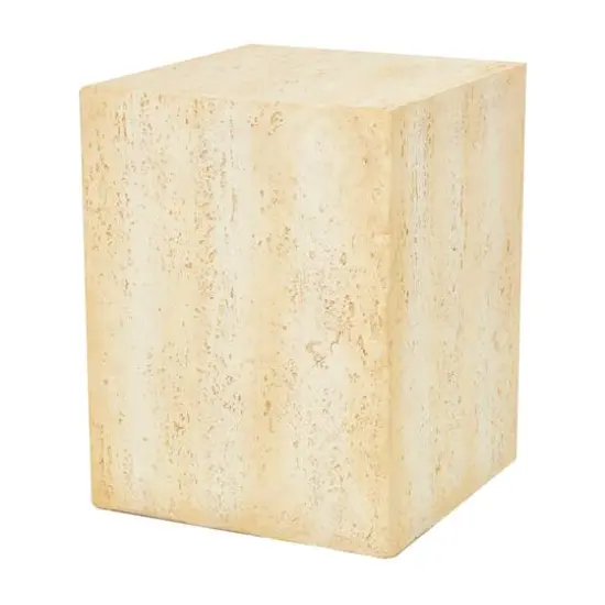 18" Natural Textured Wood Grain Outdoor Accent Table Cream {8}