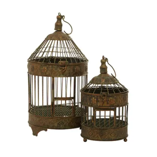 Vintage Bronze Metallic Tapered Bird Cage Set {1}