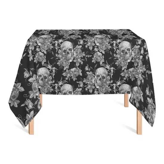 58" Floral Skulls Tablecloth {3}